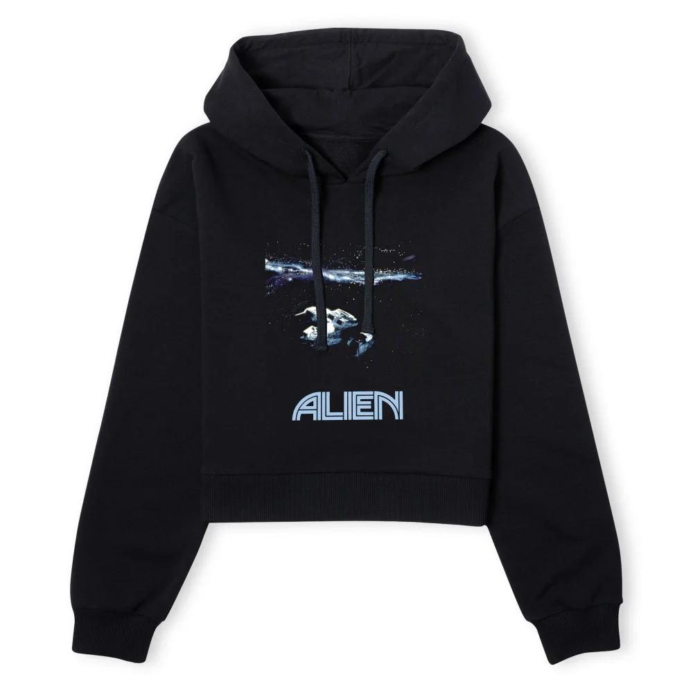 Alien Spacetravel Still Women's Cropped Hoodie - Black - XS - Black Image 1