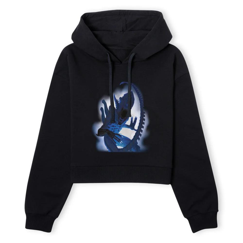 Alien Through The Smoke Women's Cropped Hoodie - Black - XS - Black Image 1