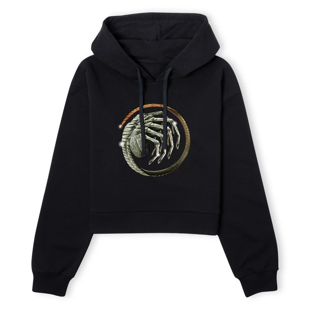 Alien Facehugger Curled Women's Cropped Hoodie - Black - XS - Black Image 1