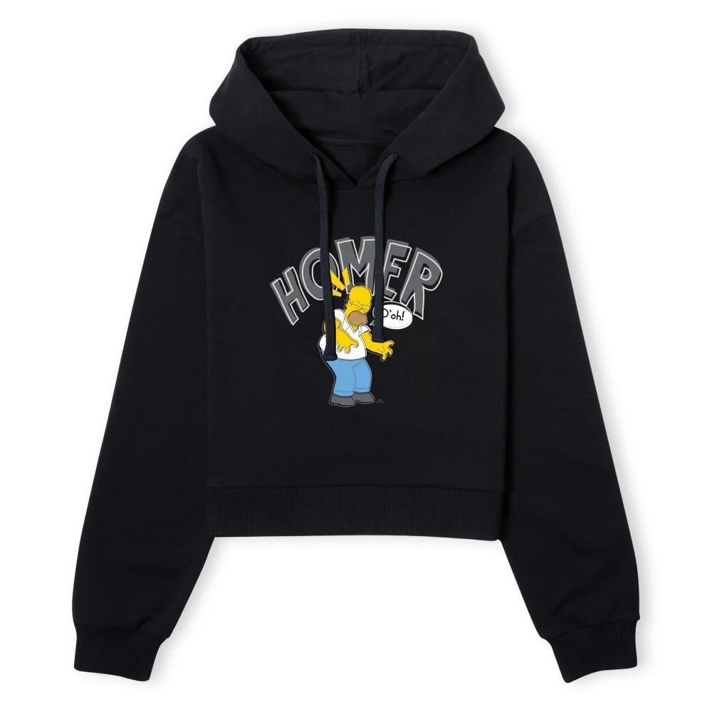 The Simpsons Homer D'Oh Women's Cropped Hoodie - Black - XS - Black Image 1