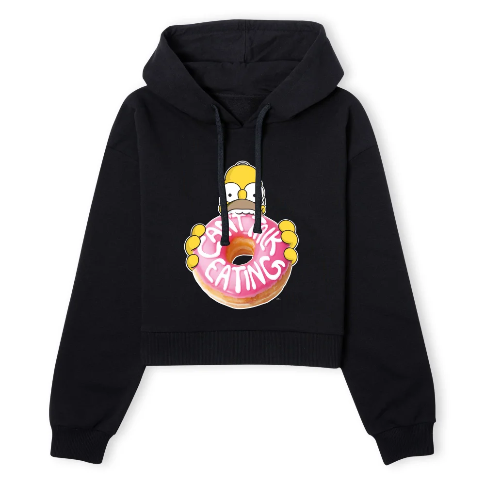 The Simpsons Homer Can't Talk Women's Cropped Hoodie - Black - XS - Black Image 1