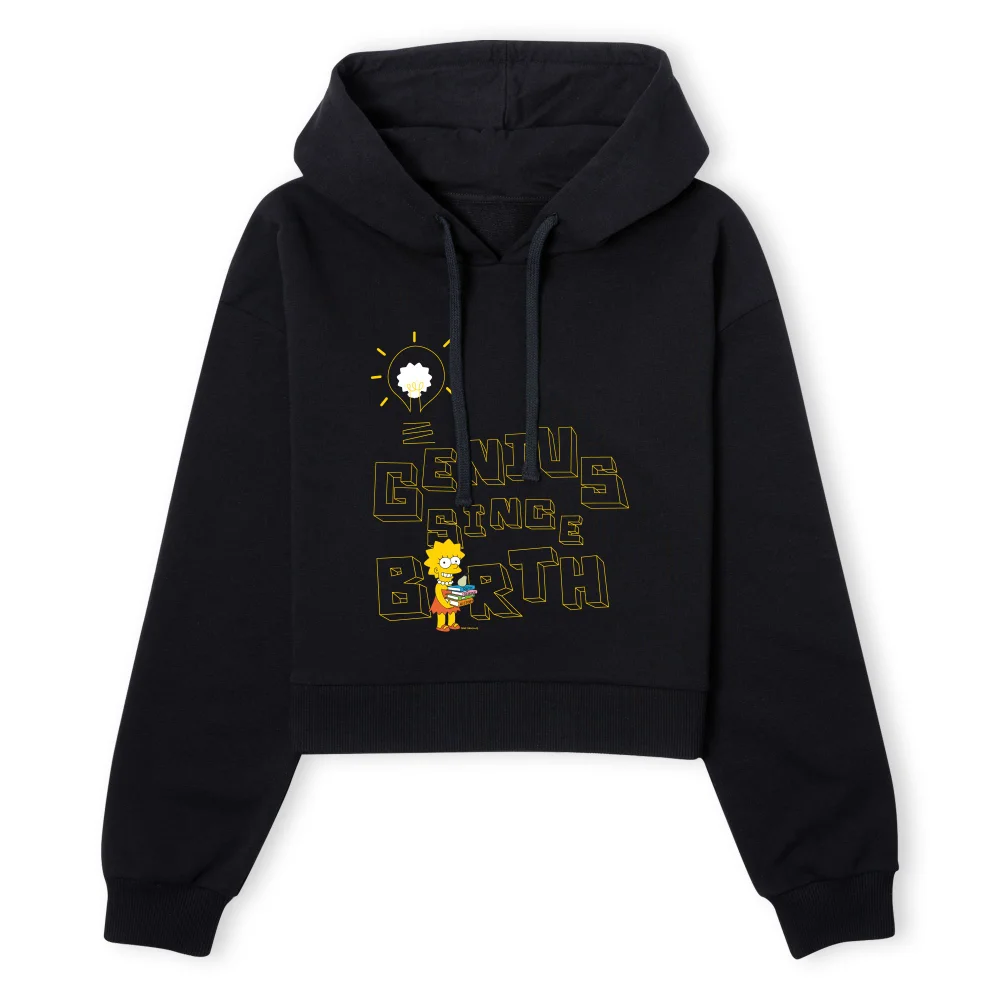 The Simpsons Genius Since Birth Women's Cropped Hoodie - Black - XS - Black Image 1