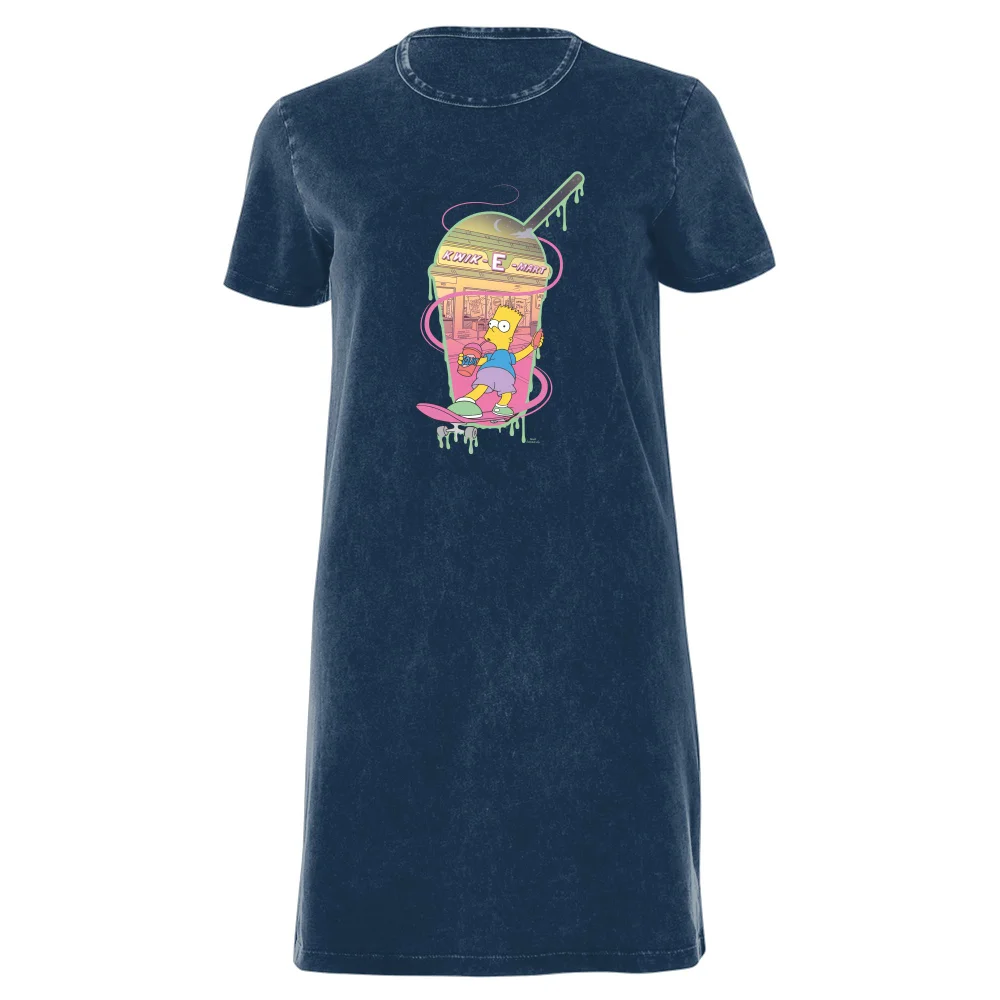 The Simpsons Squishee Women's T-Shirt Dress - Navy Acid Wash - XXL - Navy Acid Wash Image 1