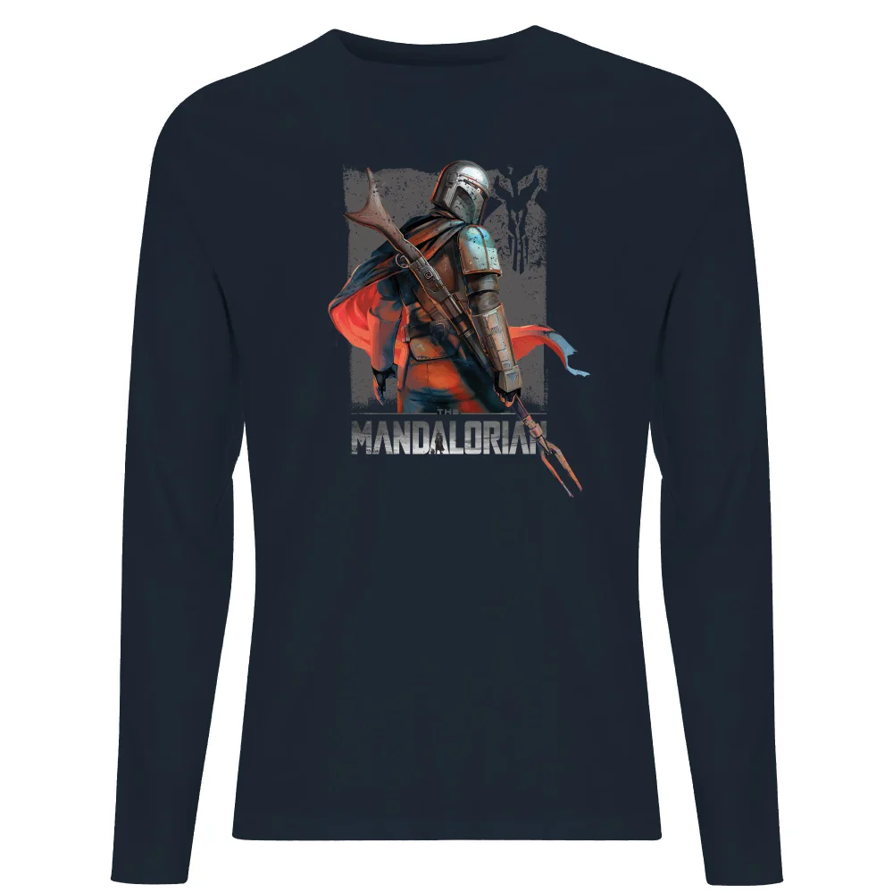 Star Wars The Mandalorian Colour Edit Men's Long Sleeve T-Shirt - Navy - S Image 1