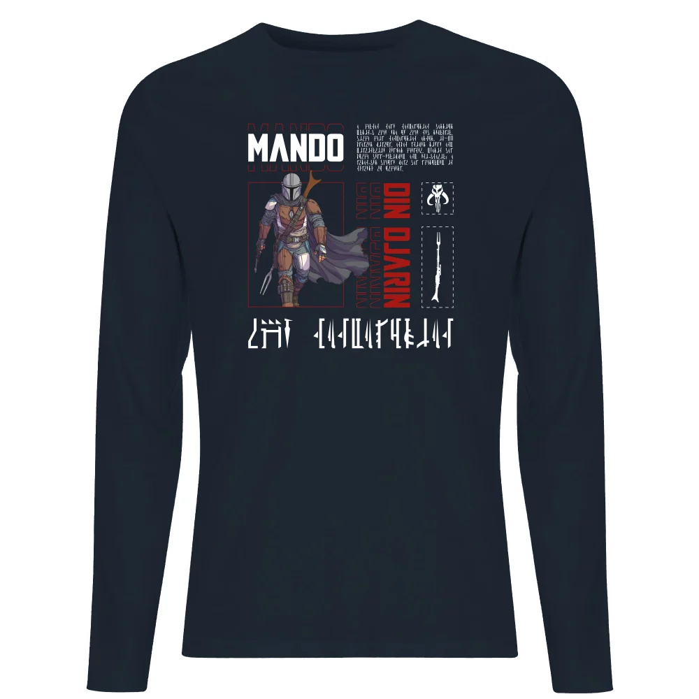 Star Wars The Mandalorian Biography Men's Long Sleeve T-Shirt - Navy - S Image 1