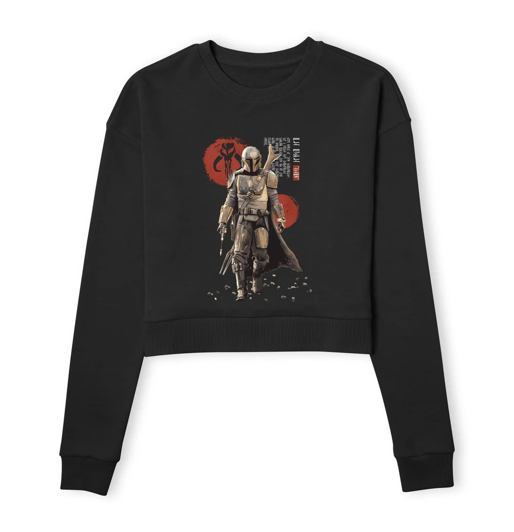 Star Wars The Mandalorian Mando'a Script Women's Cropped Sweatshirt - Black - XS Image 1