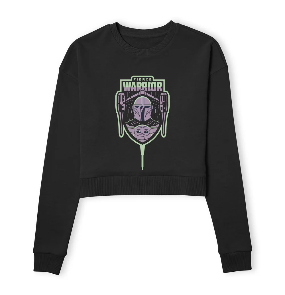 Star Wars The Mandalorian Fierce Warrior Women's Cropped Sweatshirt - Black - XS Image 1