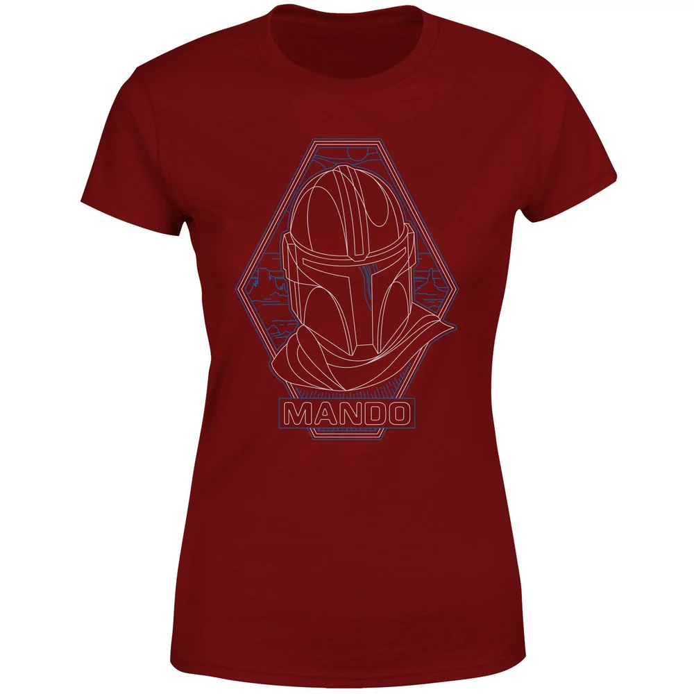 Star Wars The Mandalorian Mando Line Art Badge Women's T-Shirt - Burgundy - XS Image 1