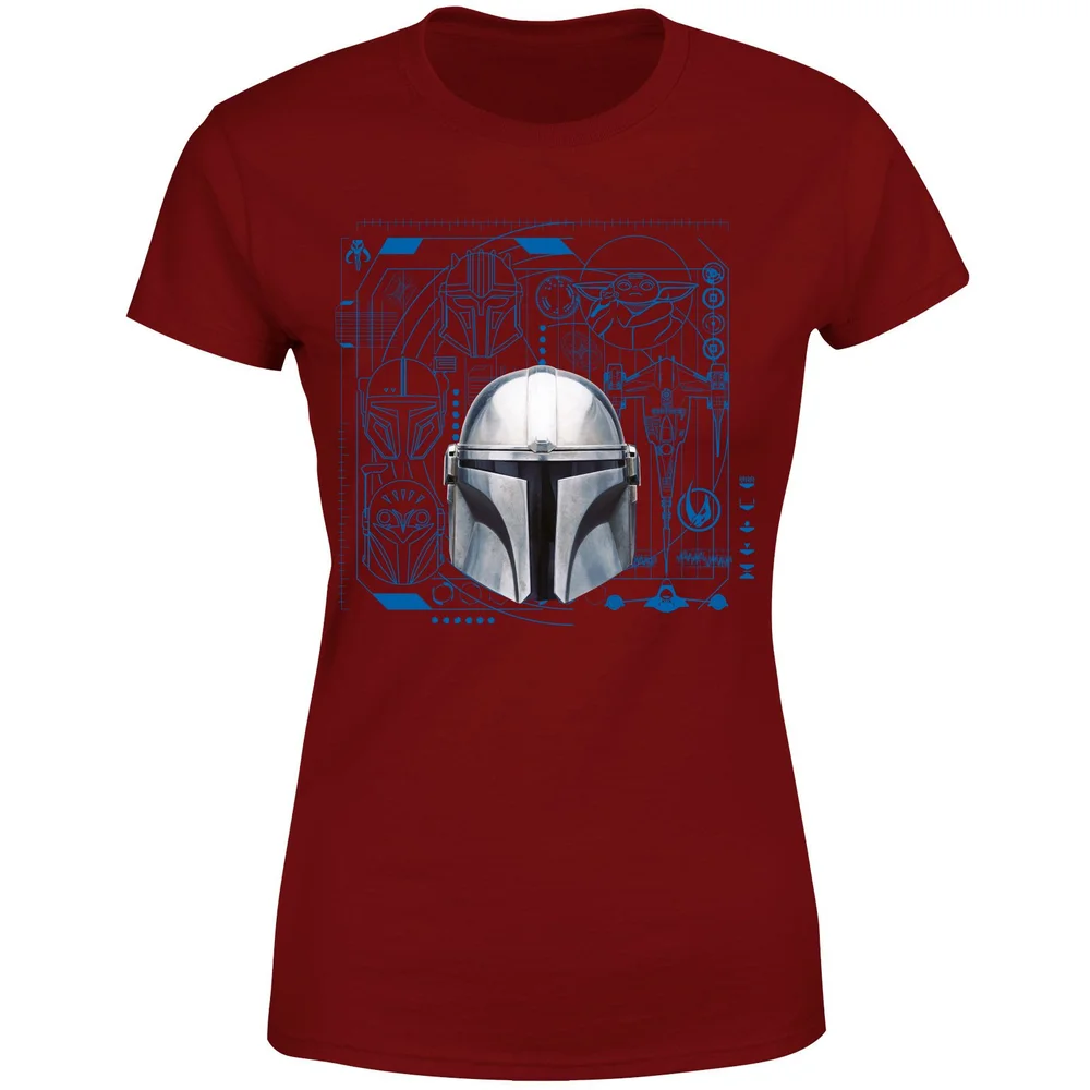 Star Wars The Mandalorian Schematics Women's T-Shirt - Burgundy - XS Image 1