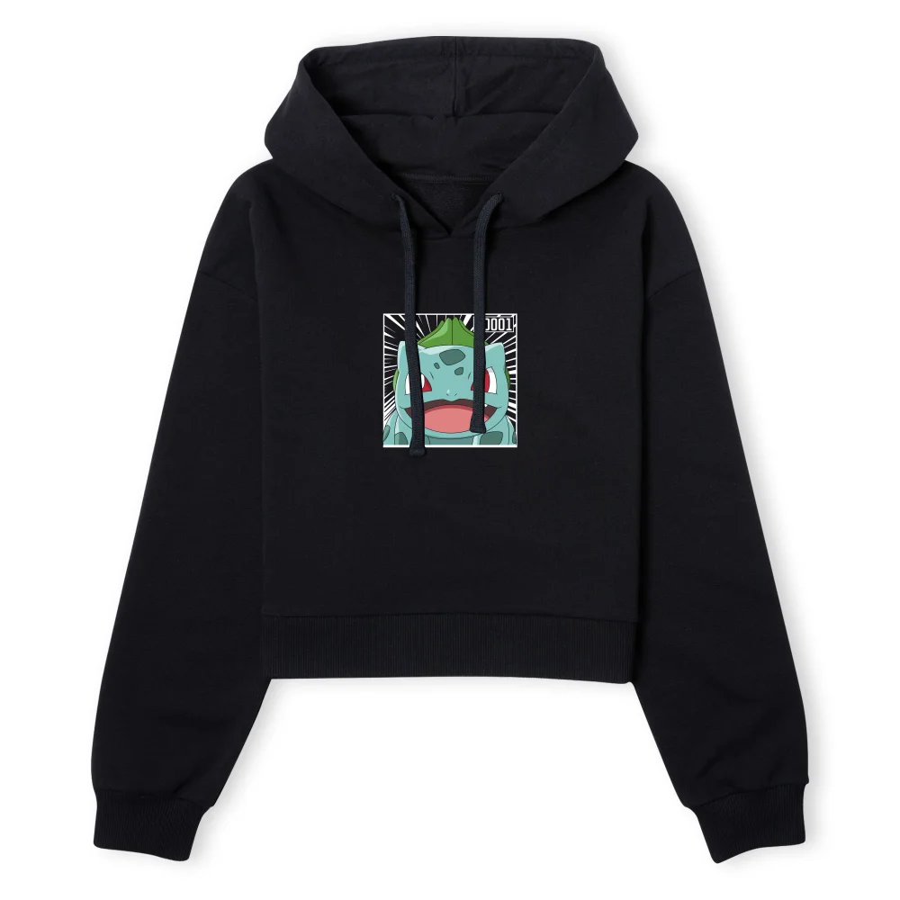 Pokémon Pokédex Bulbasaur #0001 Women's Cropped Hoodie - Black - XS Image 1