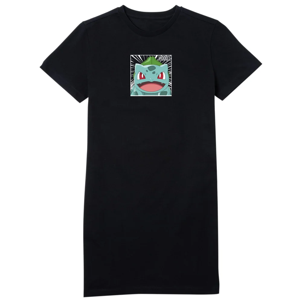 Pokémon Pokédex Bulbasaur #0001 Women's T-Shirt Dress - Black - M Image 1