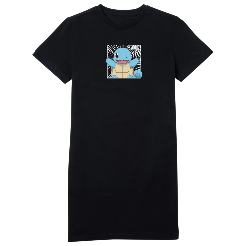 Pokémon Pokédex Squirtle #0007 Women's T-Shirt Dress - Black - M Image 1