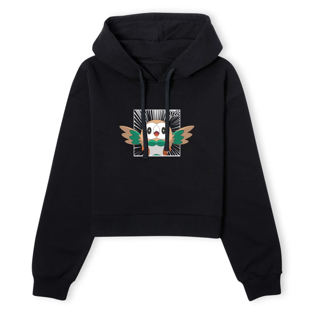 Pokemon Rowlet Women's Cropped Hoodie - Black - XS Image 1