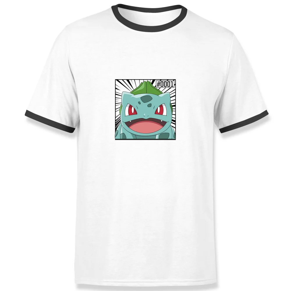 Pokémon Pokédex Bulbasaur #0001 Men's Ringer T-Shirt - White/Black - M Image 1