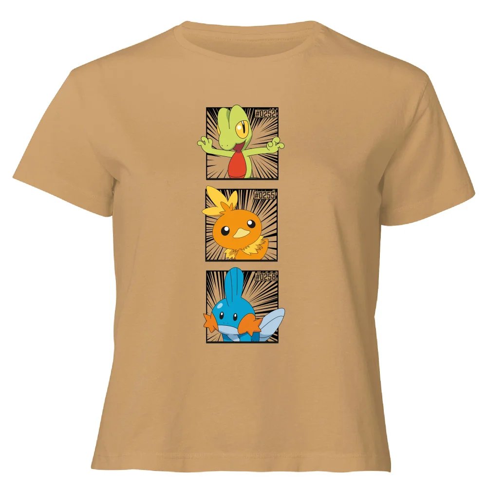 Pokemon Generation 3 Starters Women's Cropped T-Shirt - Tan - XL Image 1