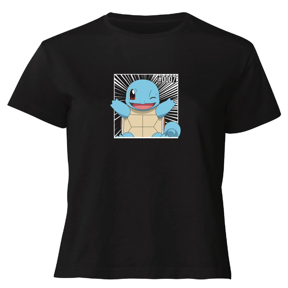 Pokémon Pokédex Squirtle #0007 Women's Cropped T-Shirt - Black - XS Image 1