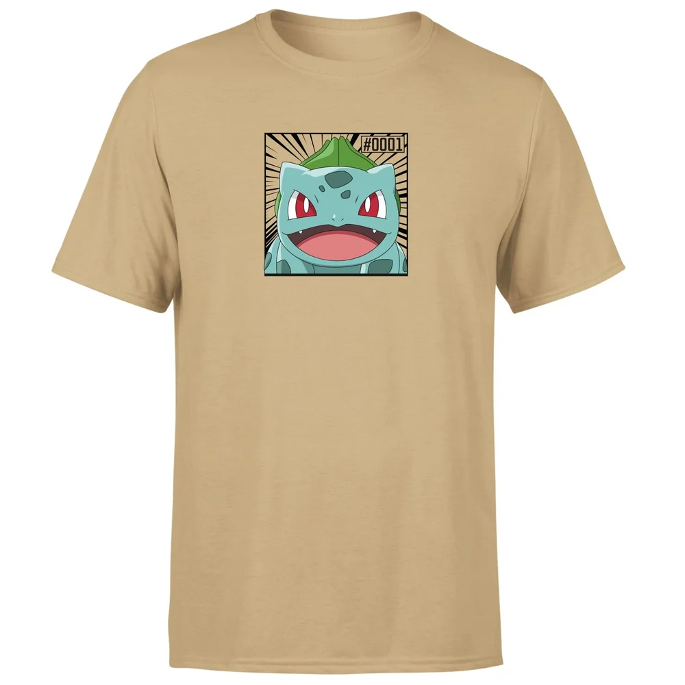 Pokémon Pokédex Bulbasaur #0001 Men's T-Shirt - Tan - S Image 1