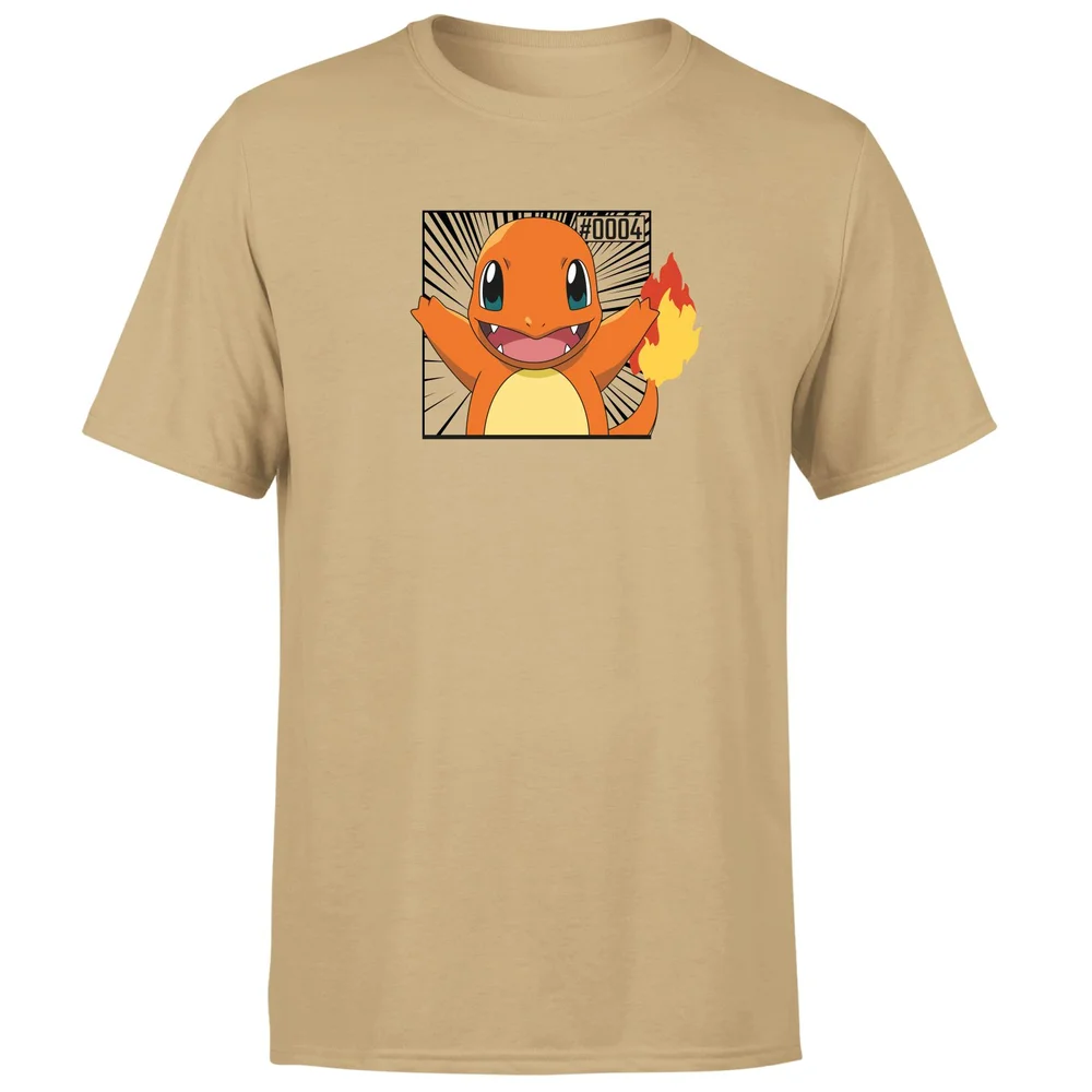 Pokémon Pokédex Charmander #0004 Men's T-Shirt - Tan - M Image 1