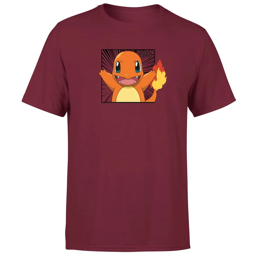 Pokémon Pokédex Charmander #0004 Men's T-Shirt - Burgundy - S Image 1
