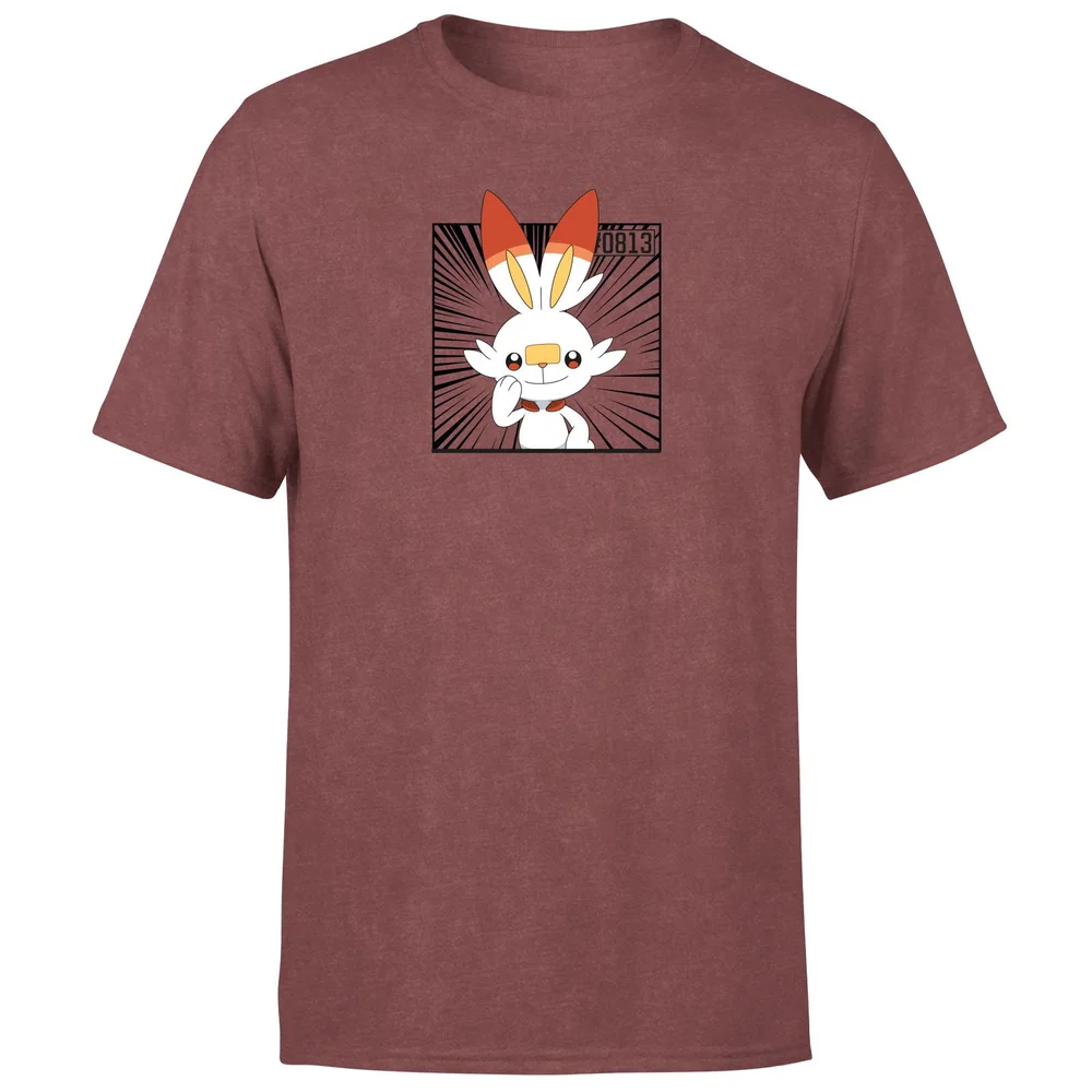 Pokemon Scorbunny Men's T-Shirt - Burgundy Acid Wash - S Image 1