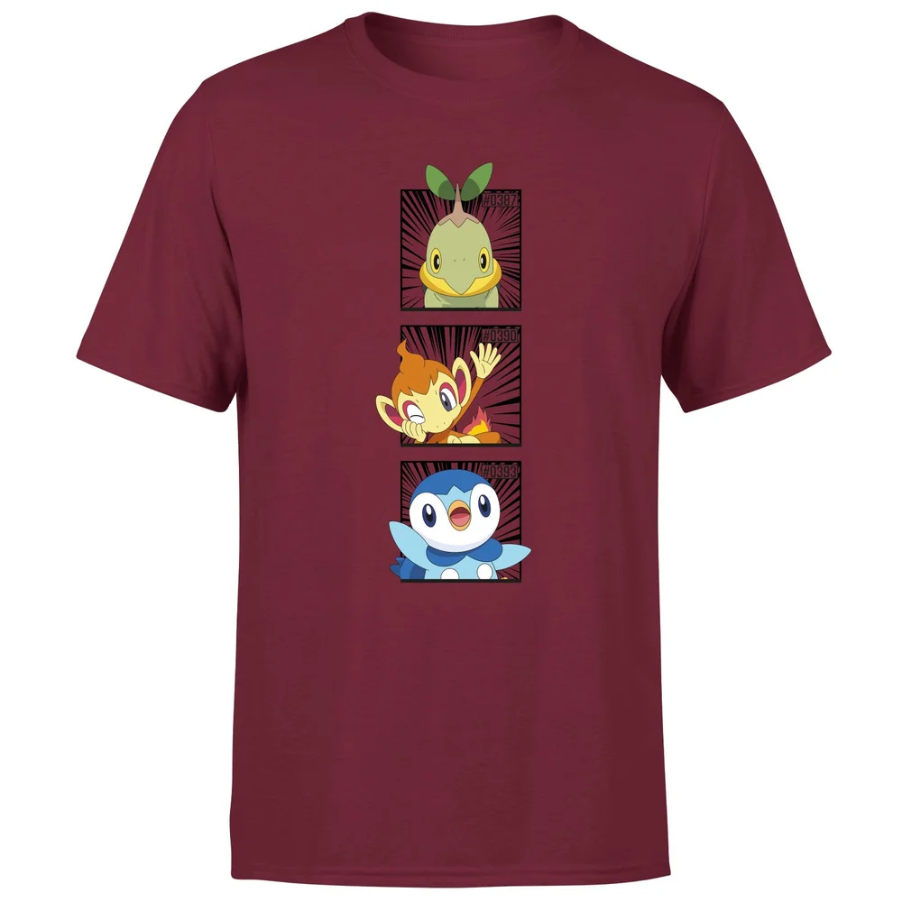 Pokemon Generation 4 Starters Men's T-Shirt - Burgundy - S Image 1
