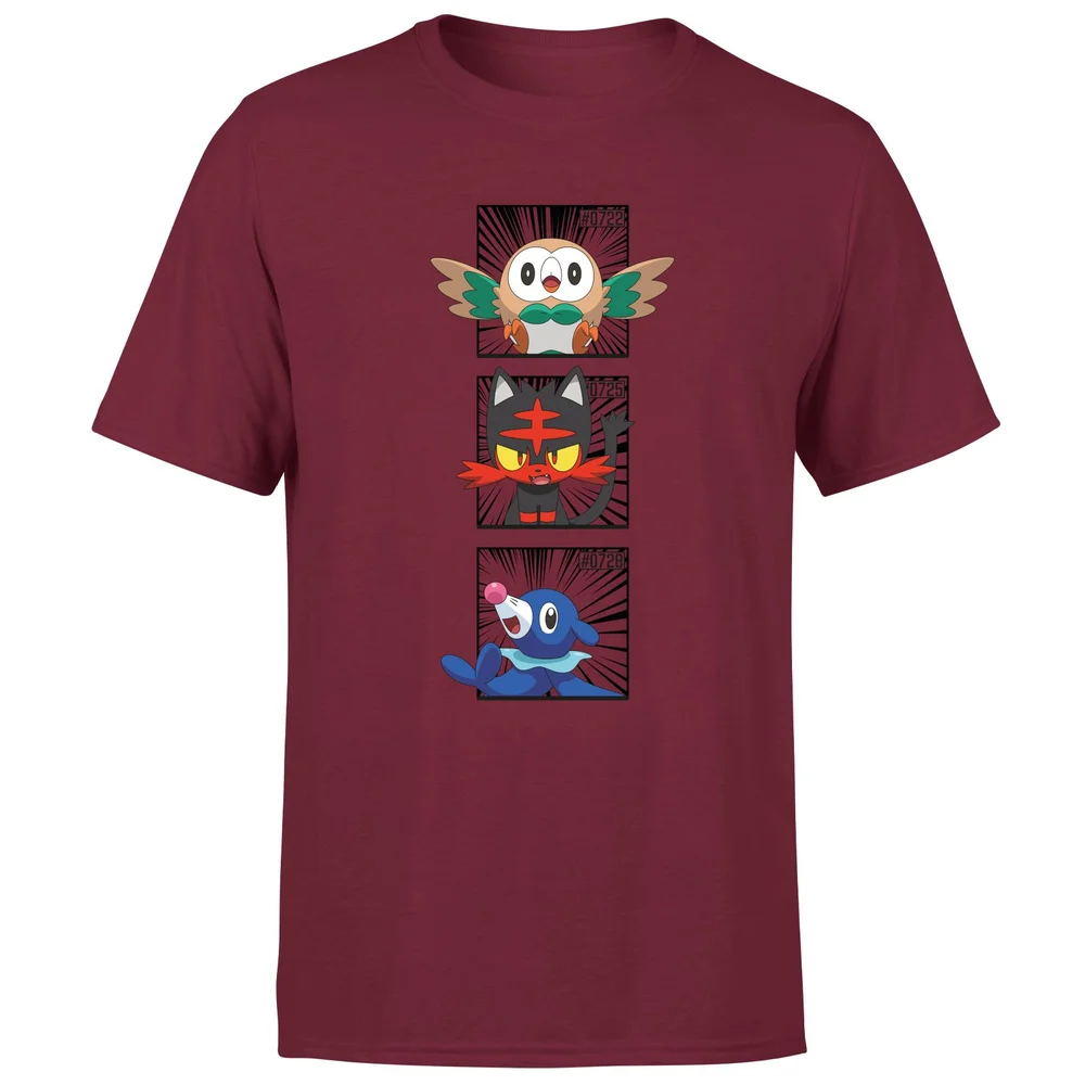 Pokemon Generation 7 Starters Men's T-Shirt - Burgundy - S Image 1