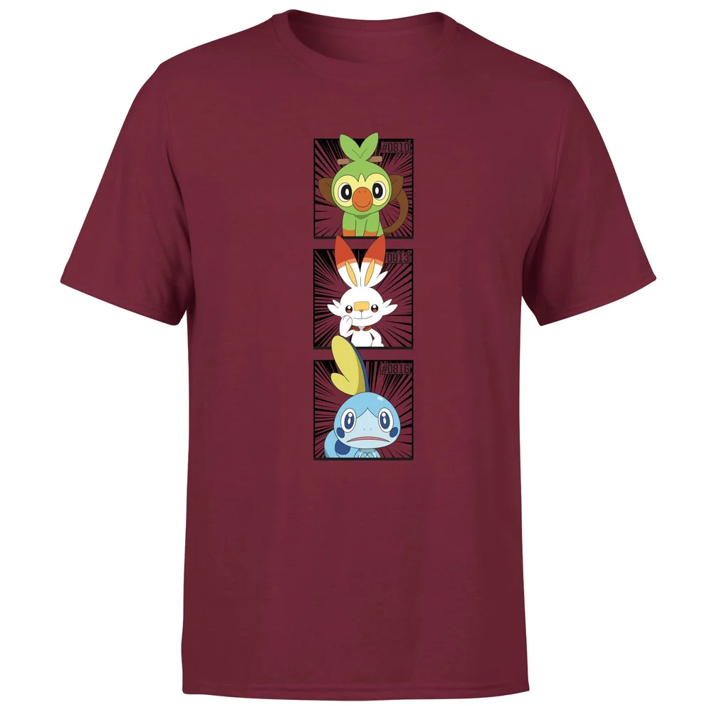 Pokemon Generation 8 Starters Men's T-Shirt - Burgundy - S Image 1