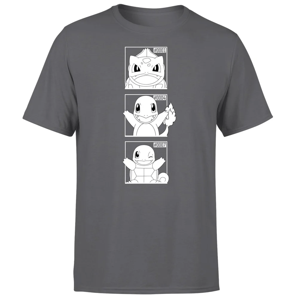 Pokemon Generation 1 Monochrome Starters Men's T-Shirt - Charcoal - S Image 1