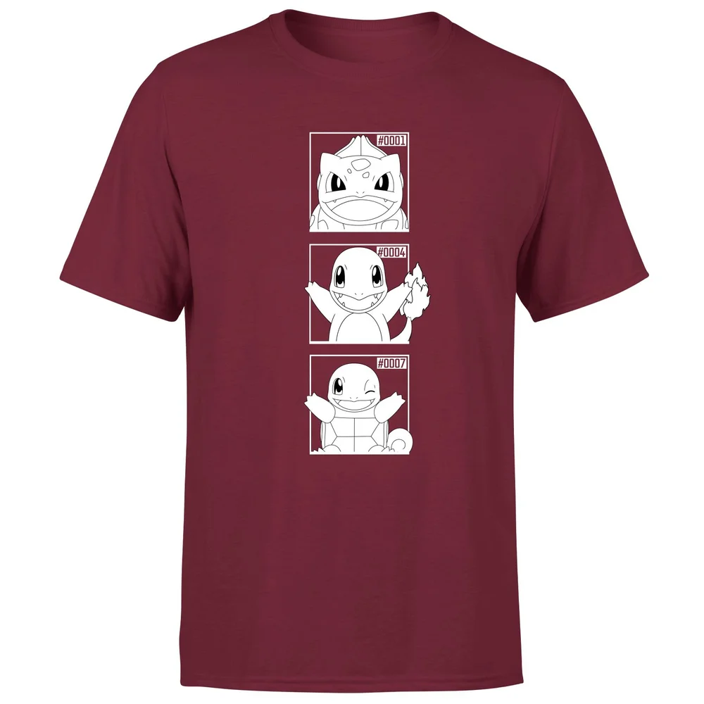 Pokemon Generation 1 Monochrome Starters Men's T-Shirt - Burgundy - S Image 1