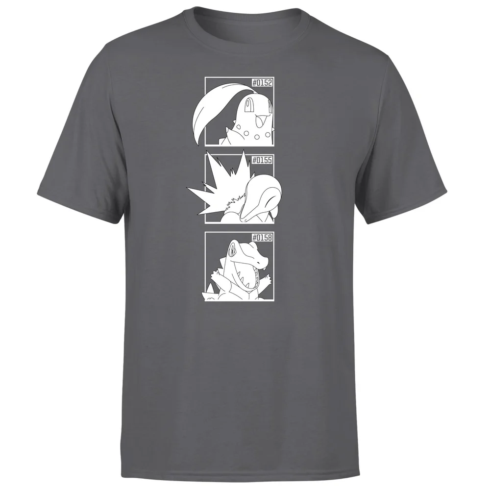 Pokemon Generation 2 Monochrome Starters Men's T-Shirt - Charcoal - L Image 1