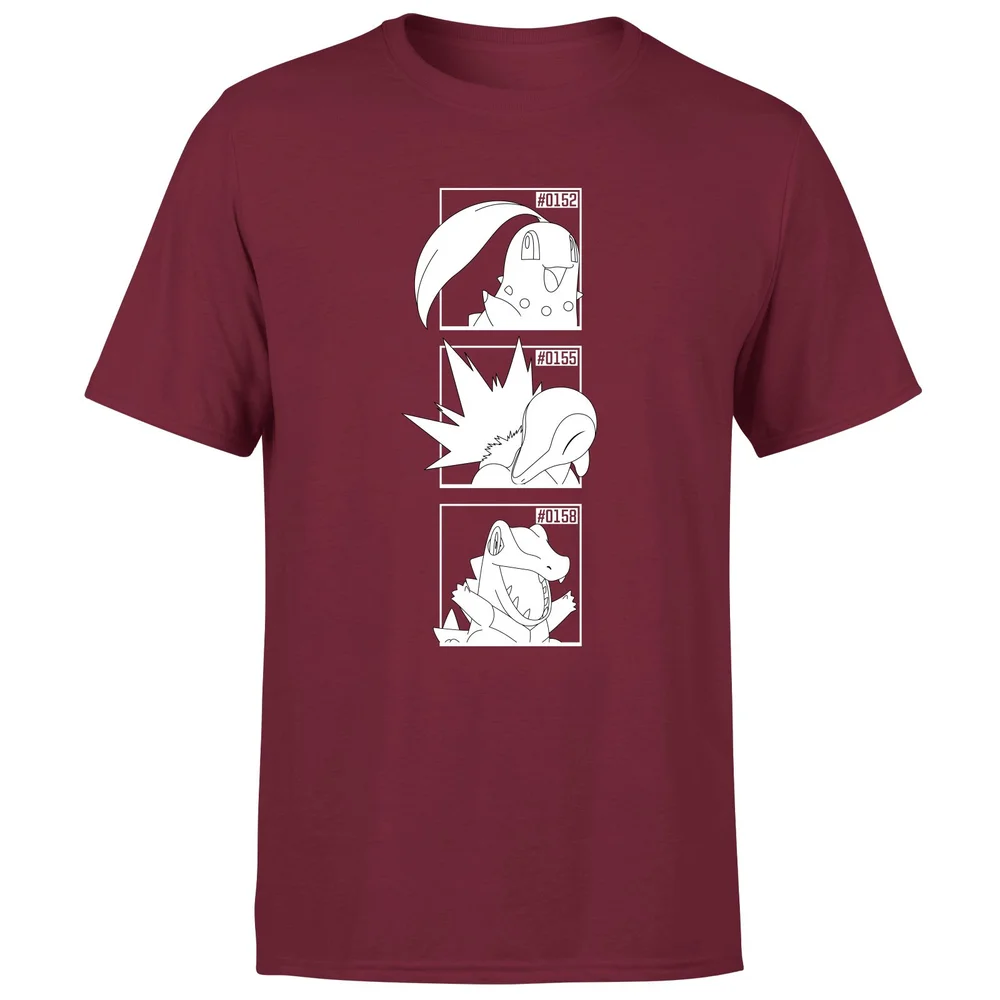 Pokemon Generation 2 Monochrome Starters Men's T-Shirt - Burgundy - M Image 1