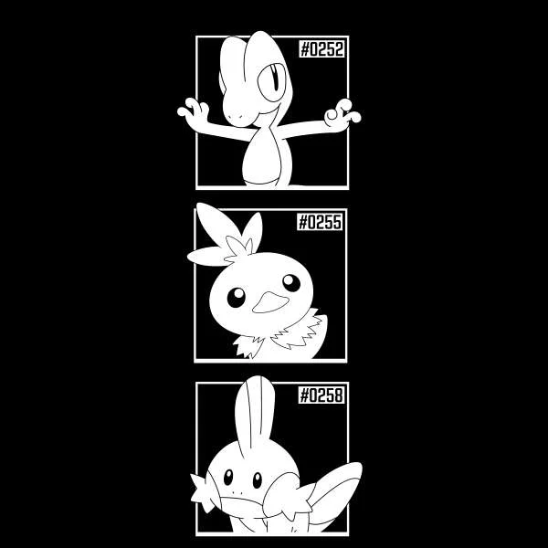 Pokemon Generation 3 Monochrome Starters Men's T-Shirt - Black
