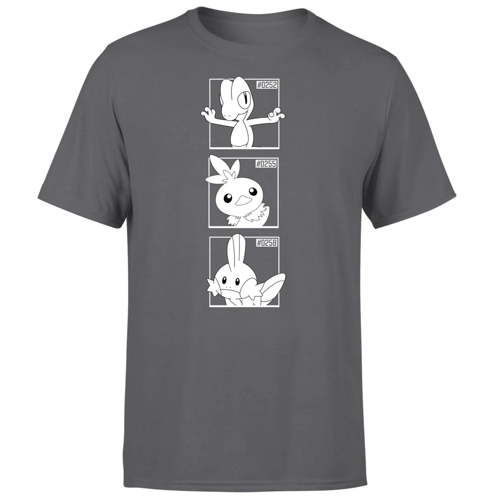 Pokemon Generation 3 Monochrome Starters Men's T-Shirt - Charcoal - M Image 1
