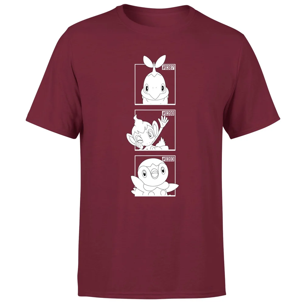 Pokemon Generation 4 Monochrome Starters Men's T-Shirt - Burgundy - S Image 1