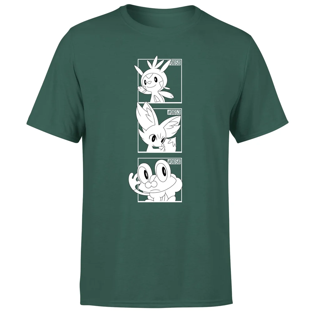 Pokemon Generation 6 Monochrome Starters Men's T-Shirt - Green - S Image 1