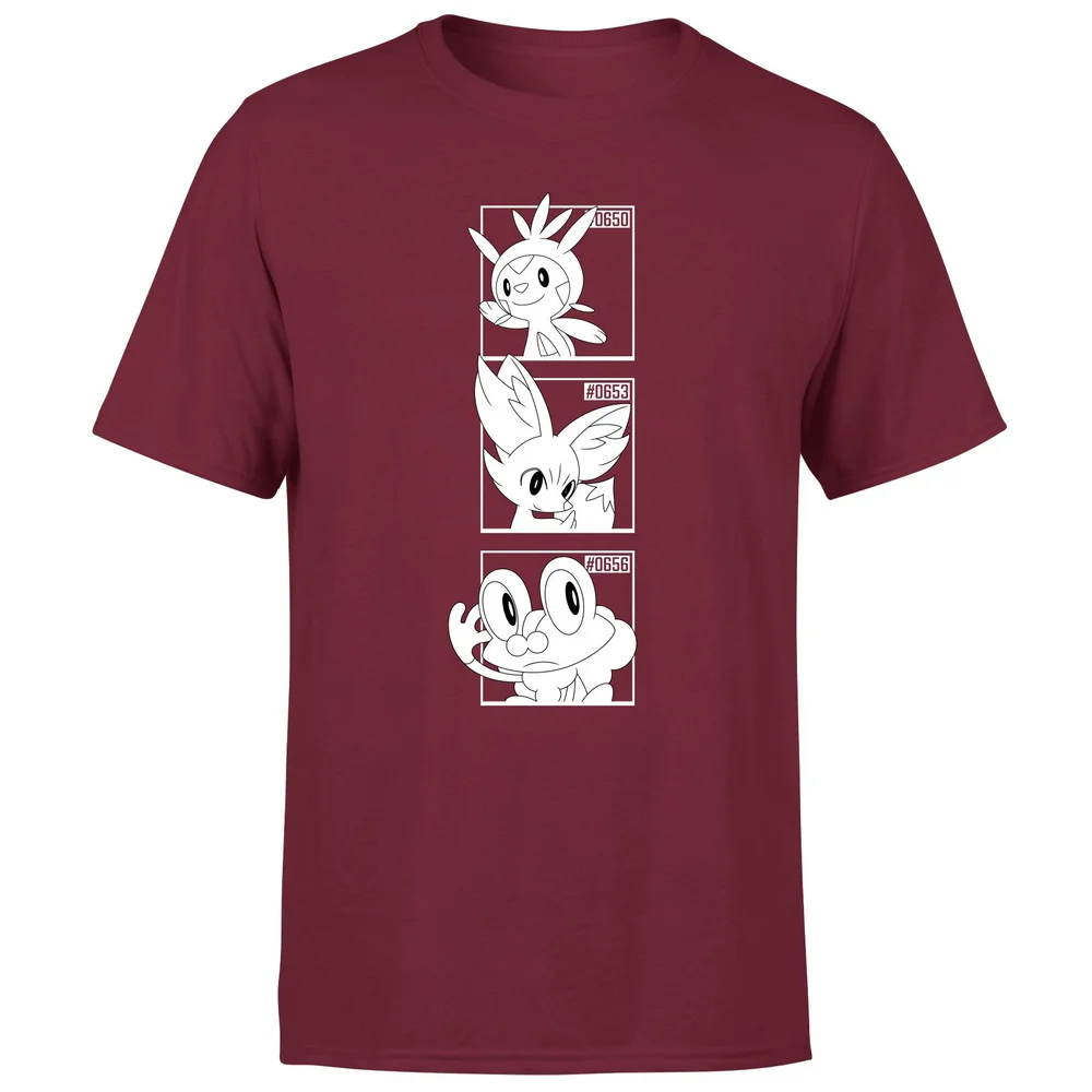 Pokemon Generation 6 Monochrome Starters Men's T-Shirt - Burgundy - S Image 1