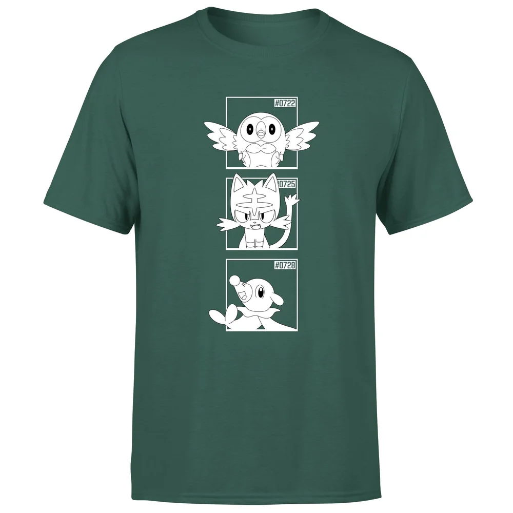 Pokemon Generation 7 Monochrome Starters Men's T-Shirt - Green - S Image 1