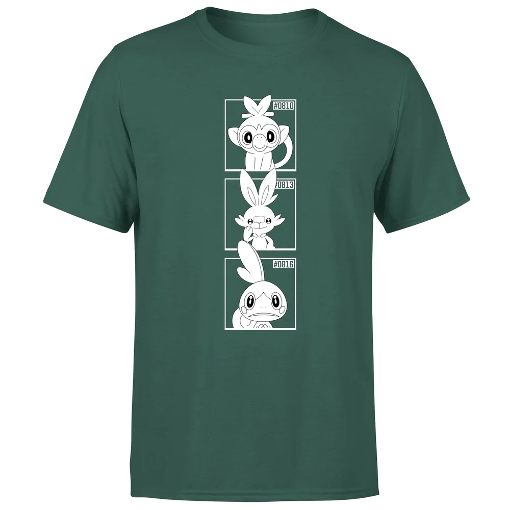 Pokemon Generation 8 Monochrome Starters Men's T-Shirt - Green - S Image 1