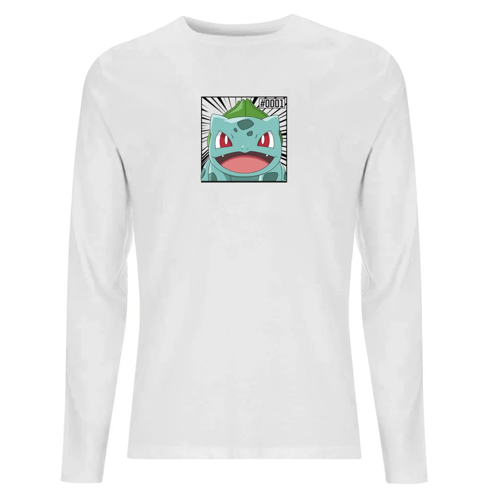 Pokémon Pokédex Bulbasaur #0001 Men's Long Sleeve T-Shirt - White - S Image 1