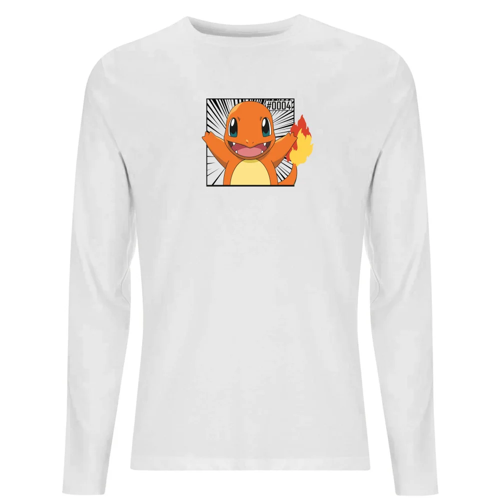 Pokémon Pokédex Charmander #0004 Men's Long Sleeve T-Shirt - White - S Image 1