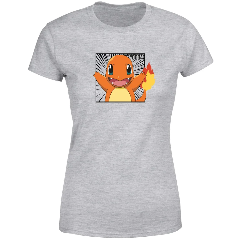 Pokémon Pokédex Charmander #0004 Women's T-Shirt - Grey - XS Image 1