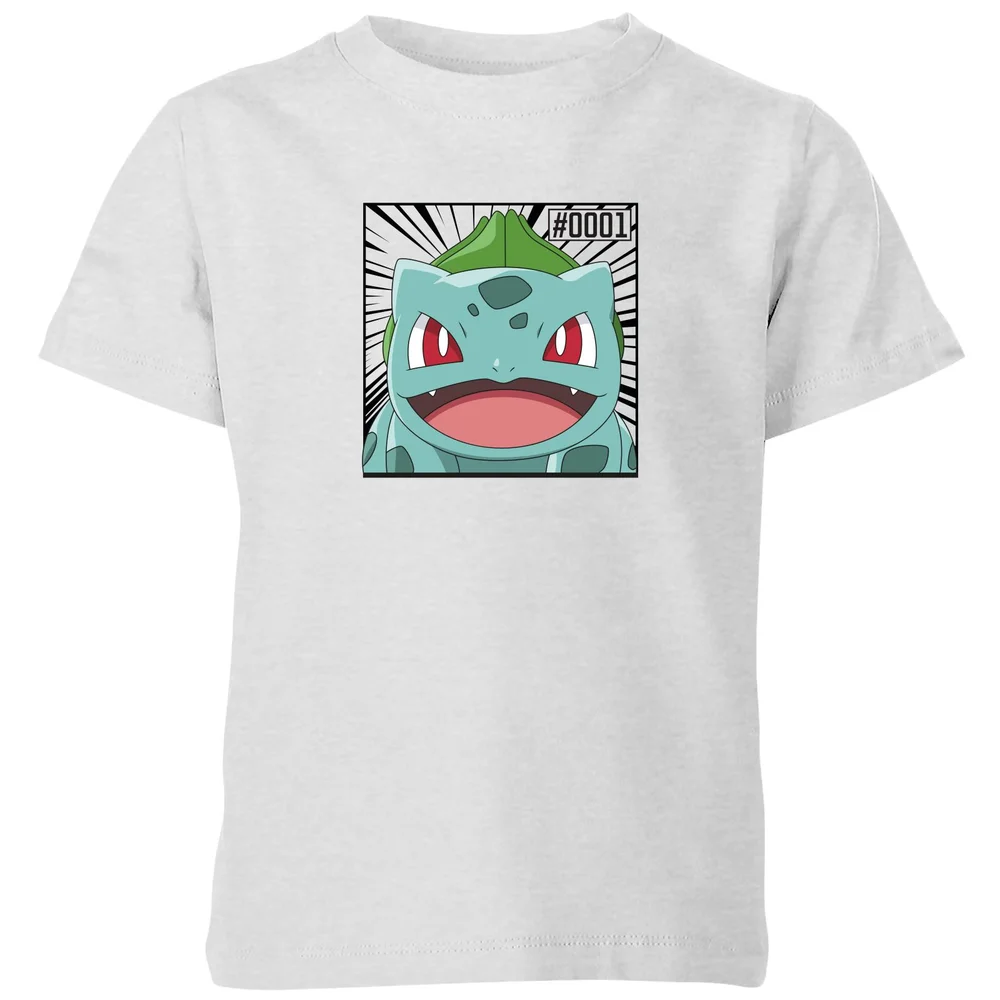 Pokémon Pokédex Bulbasaur #0001 Kids' T-Shirt - Grey - 3-4 Years Image 1