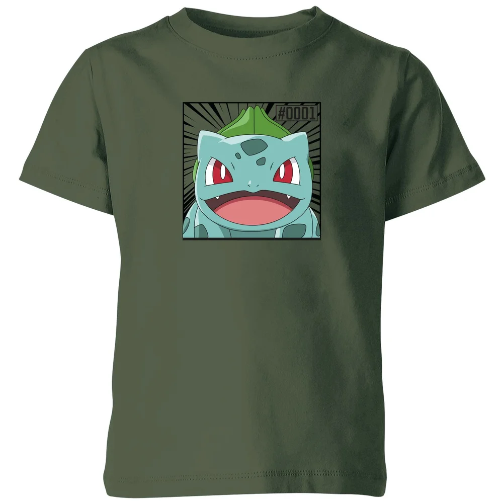 Pokémon Pokédex Bulbasaur #0001 Kids' T-Shirt - Green - 3-4 Years Image 1