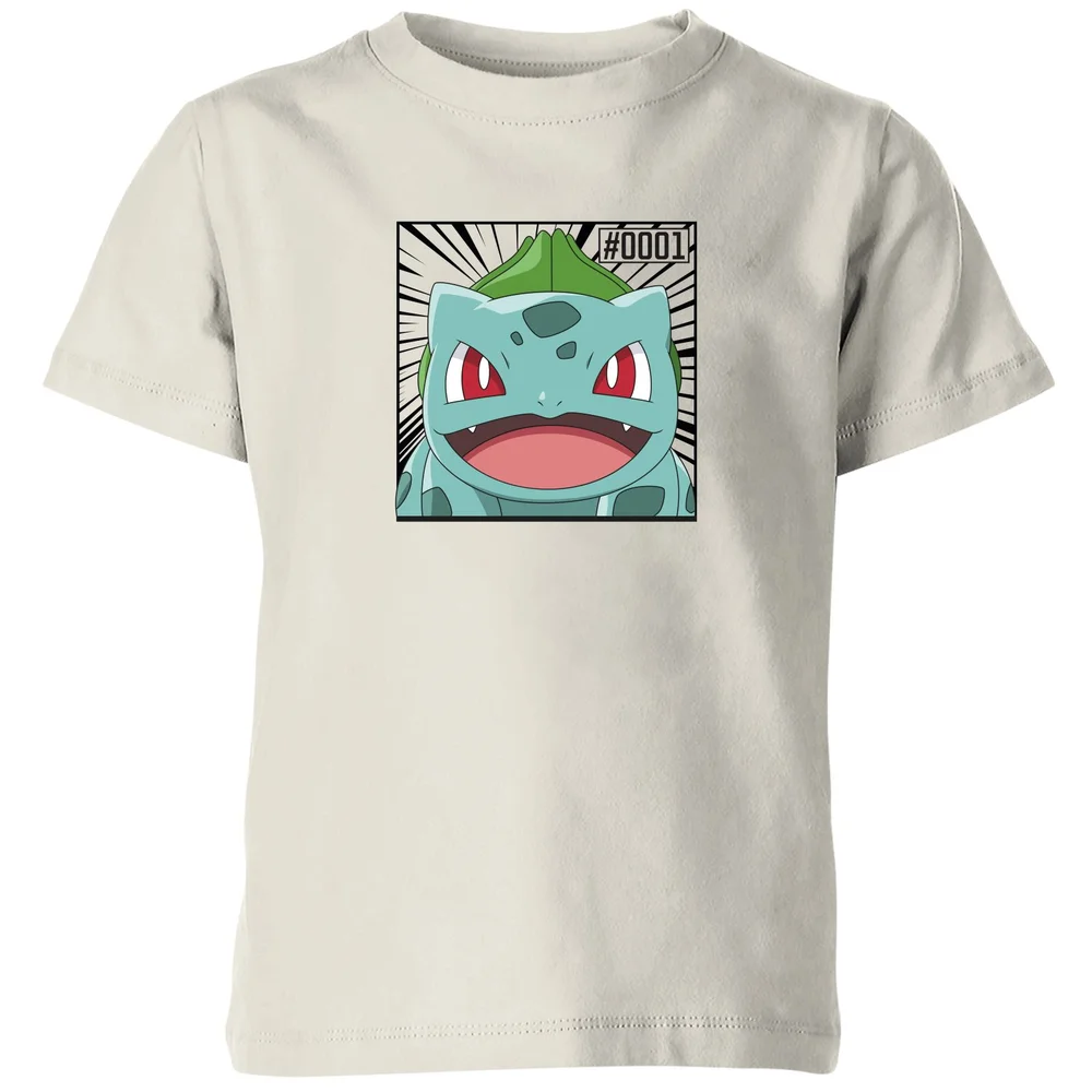 Pokémon Pokédex Bulbasaur #0001 Kids' T-Shirt - Cream - 3-4 Years Image 1