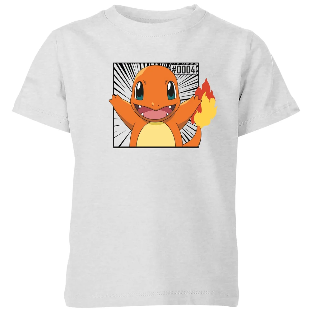 Pokémon Pokédex Charmander #0004 Kids' T-Shirt - Grey - 3-4 Years Image 1