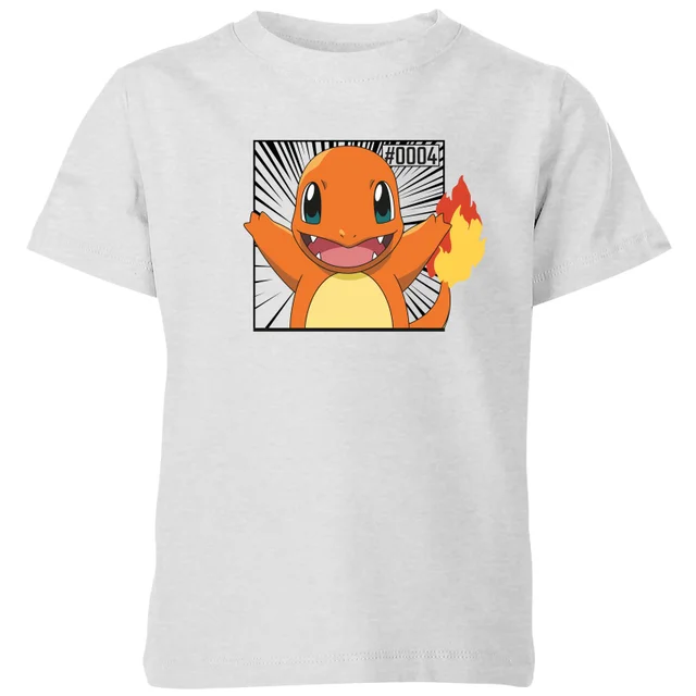 Pokémon Pokédex Charmander #0004 Kids' T-Shirt - Grey