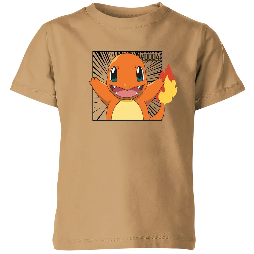 Pokémon Pokédex Charmander #0004 Kids' T-Shirt - Tan - 3-4 Years Image 1