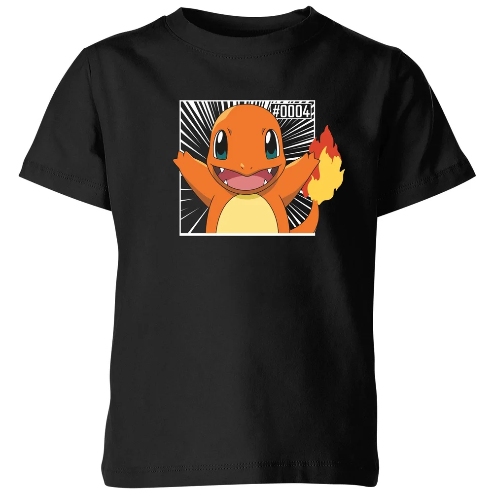 Pokémon Pokédex Charmander #0004 Kids' T-Shirt - Black - 3-4 Years Image 1