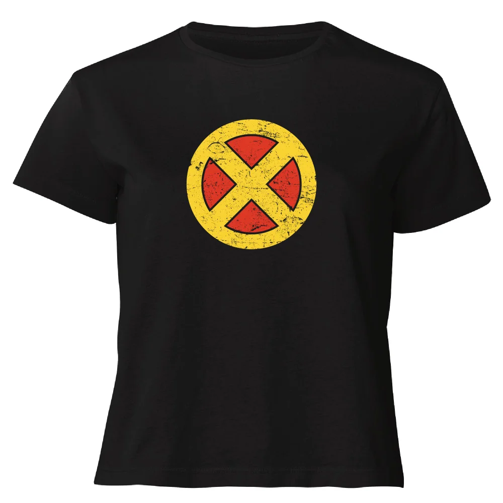 X-Men Emblem Drk Women's Cropped T-Shirt - Black - XS Image 1