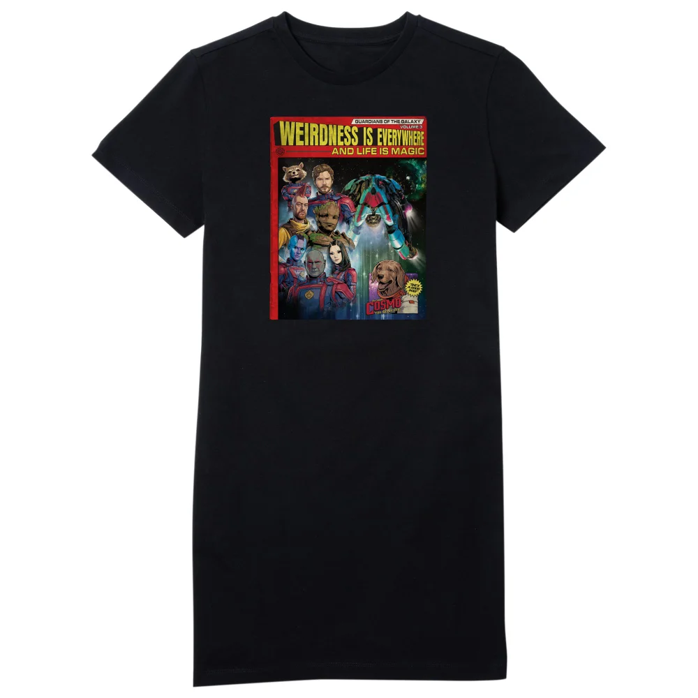 Guardians of the Galaxy Weirdness Is Everywhere Comic Book Cover Women's T-Shirt Dress - Black - M Image 1